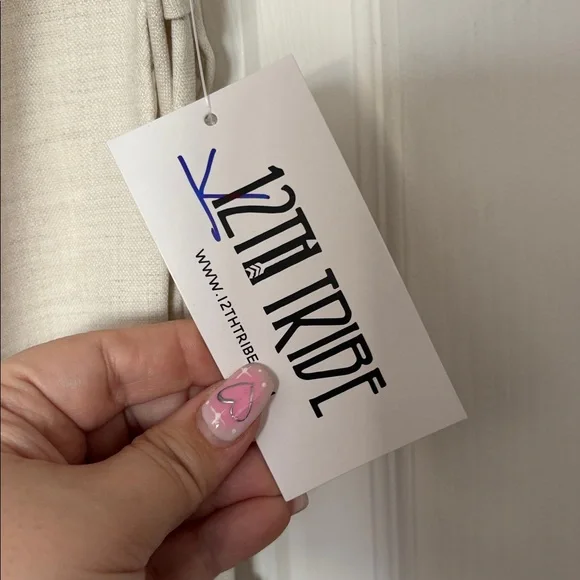 12th Tribe Vela Natural Linen Mini Dress Cream Size M - Picture 9 of 10